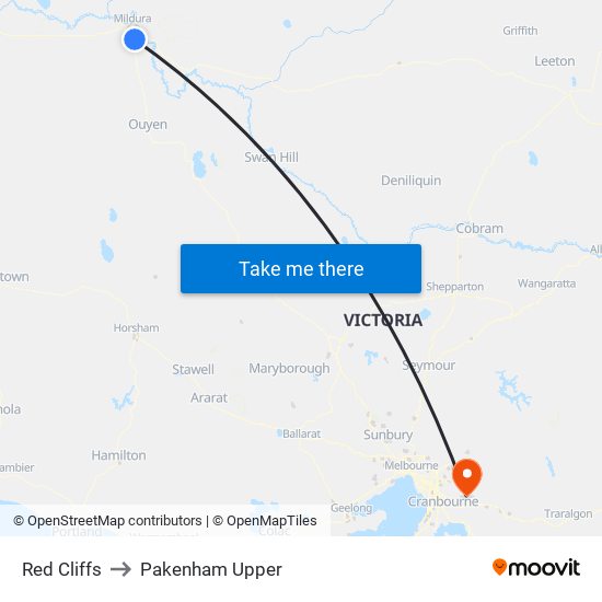 Red Cliffs to Pakenham Upper map