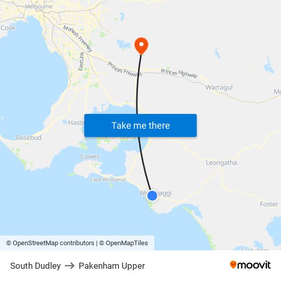 South Dudley to Pakenham Upper map