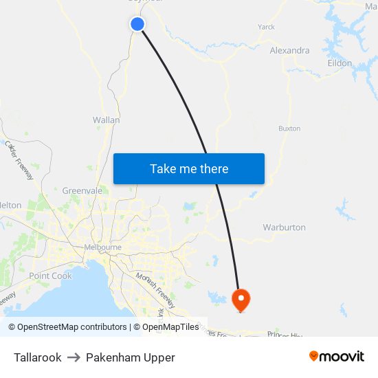 Tallarook to Pakenham Upper map