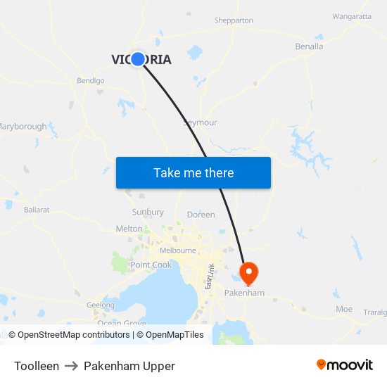 Toolleen to Pakenham Upper map