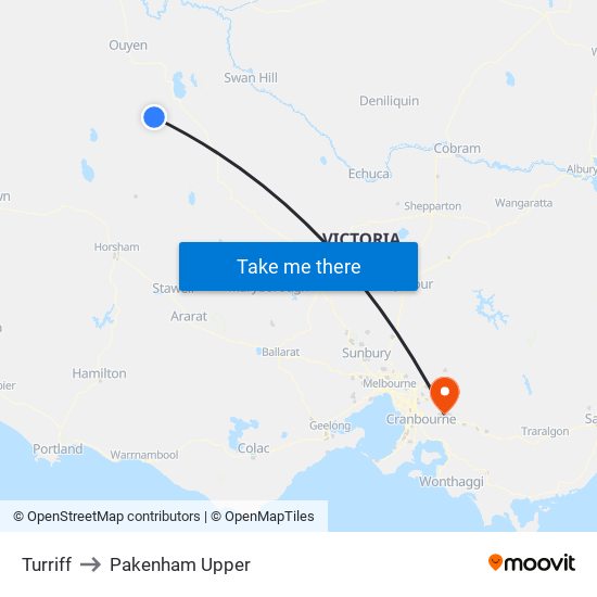 Turriff to Pakenham Upper map