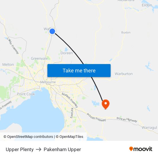 Upper Plenty to Pakenham Upper map