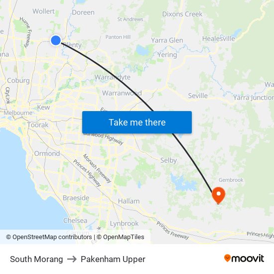South Morang to Pakenham Upper map