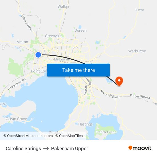Caroline Springs to Pakenham Upper map