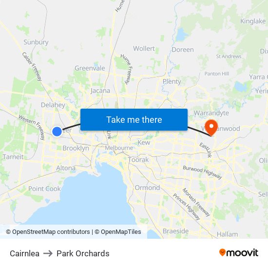 Cairnlea to Park Orchards map