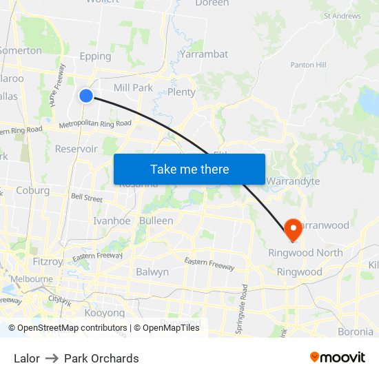 Lalor to Park Orchards map