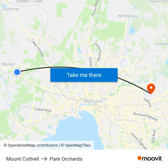 Mount Cottrell to Park Orchards map