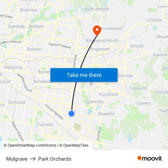 Mulgrave to Park Orchards map