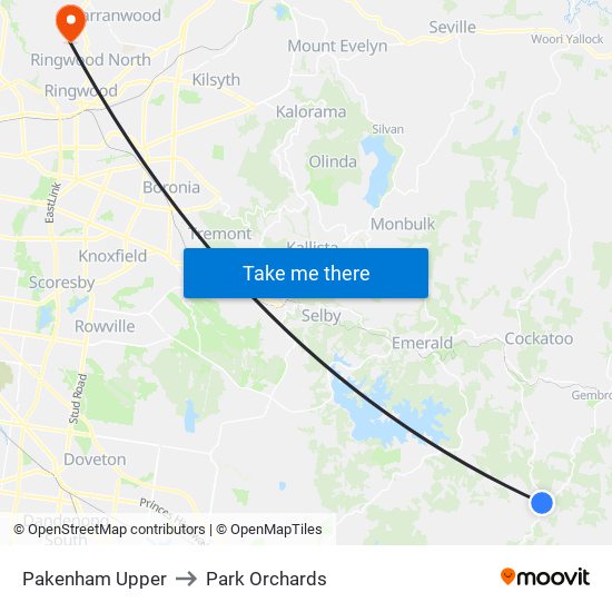 Pakenham Upper to Park Orchards map
