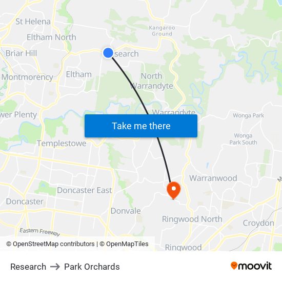 Research to Park Orchards map