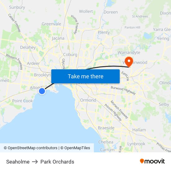 Seaholme to Park Orchards map