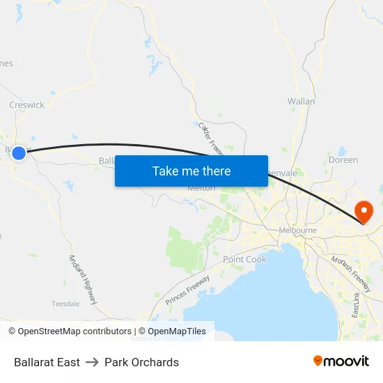 Ballarat East to Park Orchards map