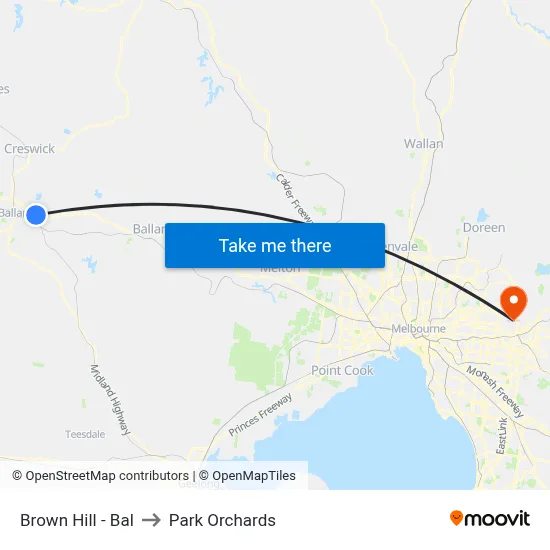 Brown Hill - Bal to Park Orchards map