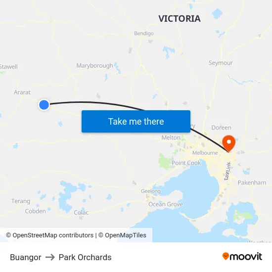 Buangor to Park Orchards map