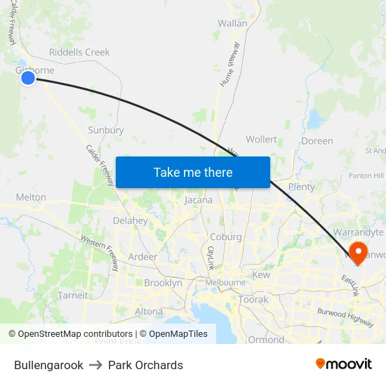 Bullengarook to Park Orchards map