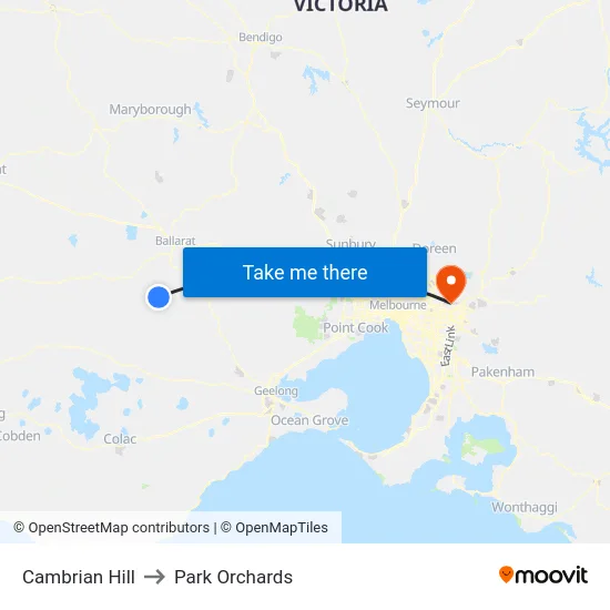 Cambrian Hill to Park Orchards map
