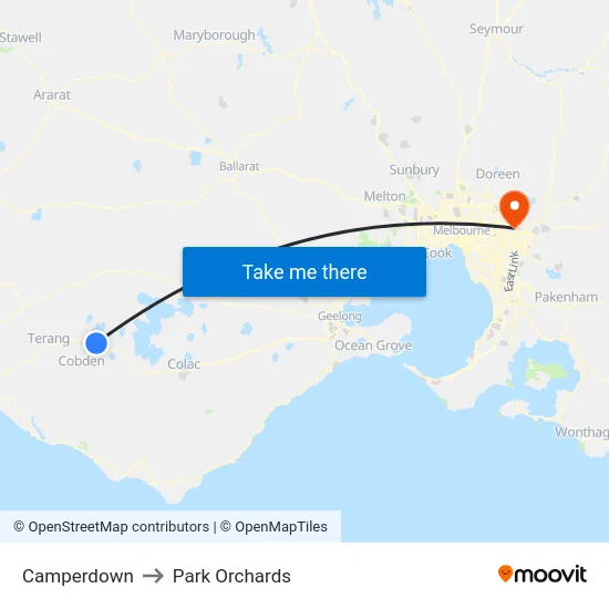 Camperdown to Park Orchards map