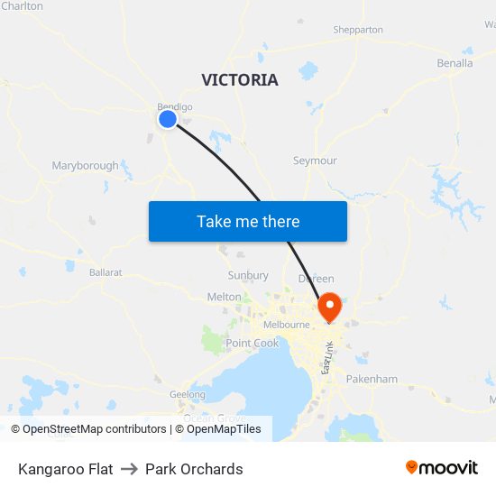 Kangaroo Flat to Park Orchards map