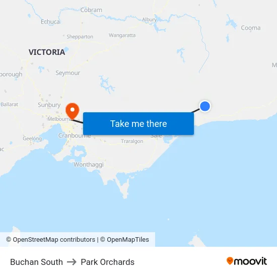 Buchan South to Park Orchards map