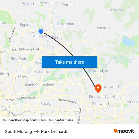 South Morang to Park Orchards map