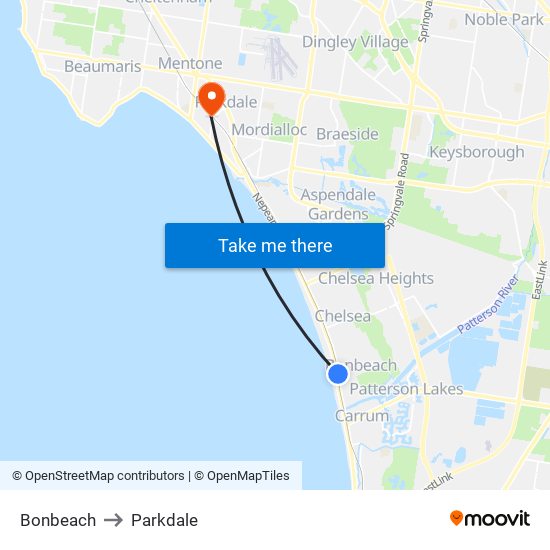 Bonbeach to Parkdale map