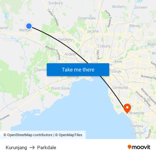 Kurunjang to Parkdale map