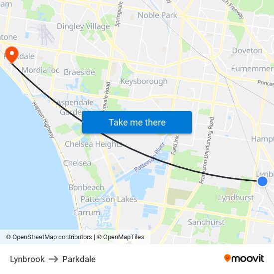 Lynbrook to Parkdale map