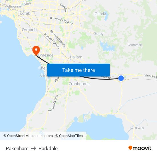 Pakenham to Parkdale map