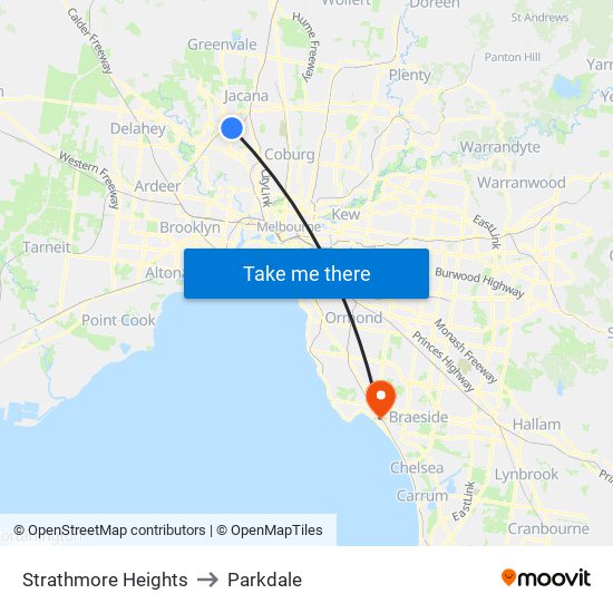 Strathmore Heights to Parkdale map