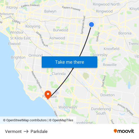 Vermont to Parkdale map