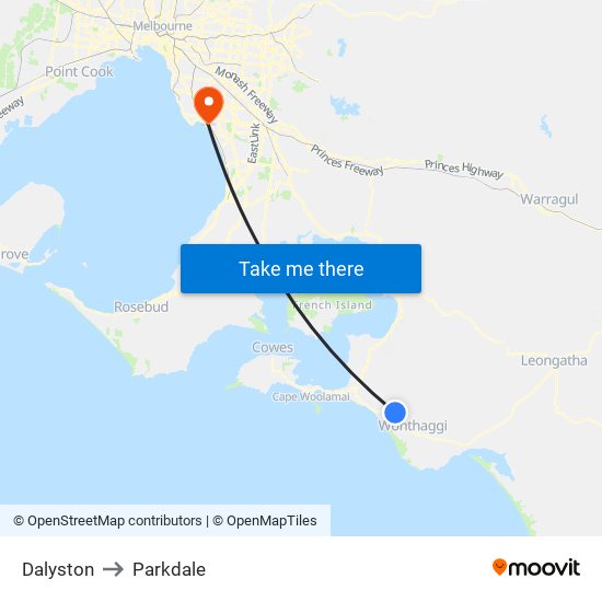 Dalyston to Parkdale map