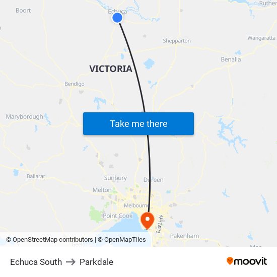 Echuca South to Parkdale map