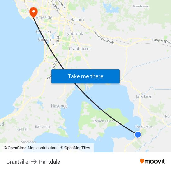 Grantville to Parkdale map