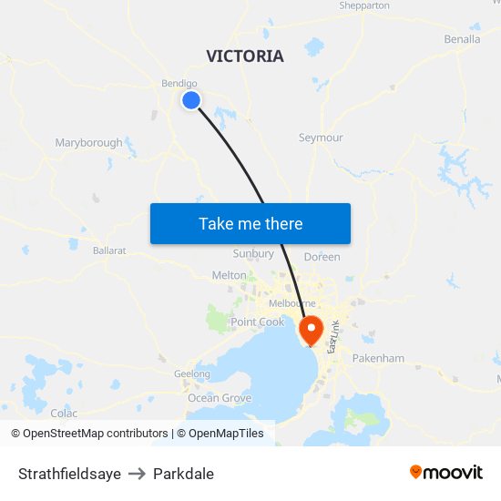 Strathfieldsaye to Parkdale map