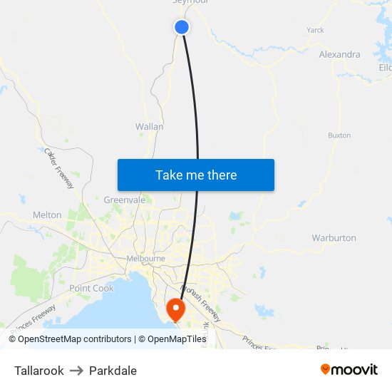 Tallarook to Parkdale map