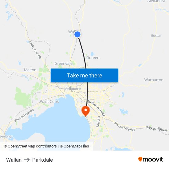 Wallan to Parkdale map