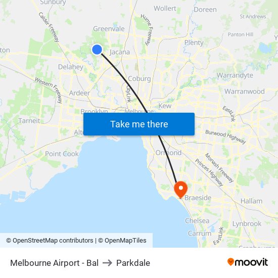 Melbourne Airport - Bal to Parkdale map
