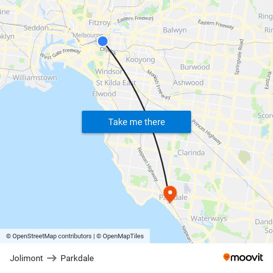 Jolimont to Parkdale map