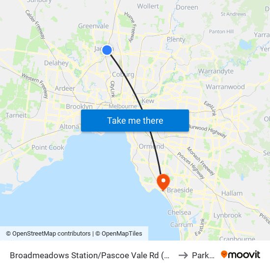 Broadmeadows Station/Pascoe Vale Rd (Broadmeadows) to Parkdale map