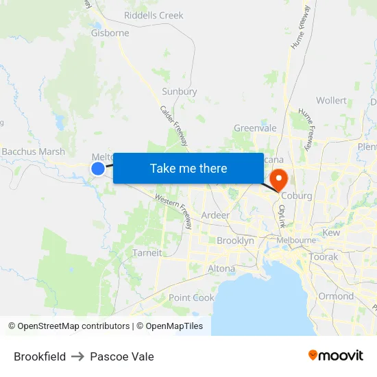 Brookfield to Pascoe Vale map