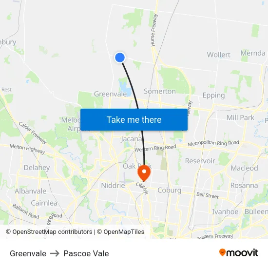 Greenvale to Pascoe Vale map