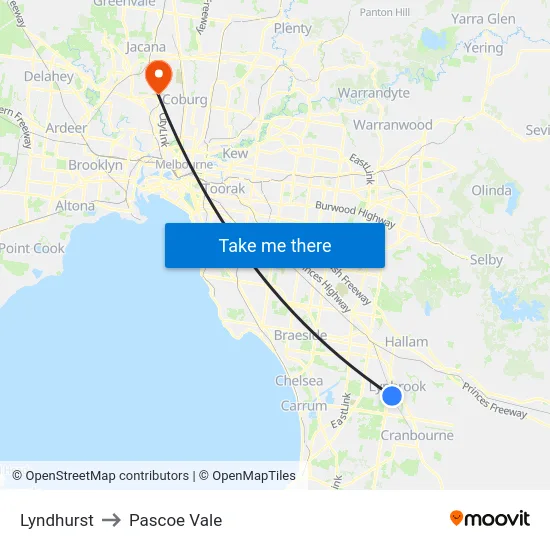 Lyndhurst to Pascoe Vale map