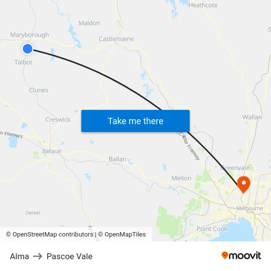 Alma to Pascoe Vale map