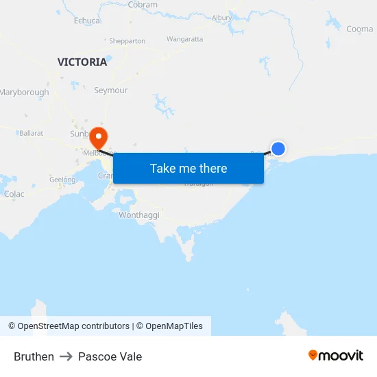Bruthen to Pascoe Vale map