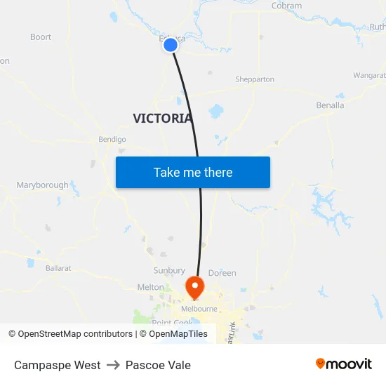 Campaspe West to Pascoe Vale map
