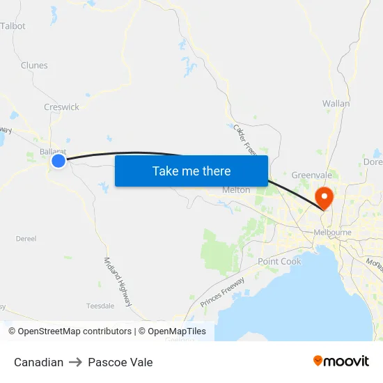 Canadian to Pascoe Vale map