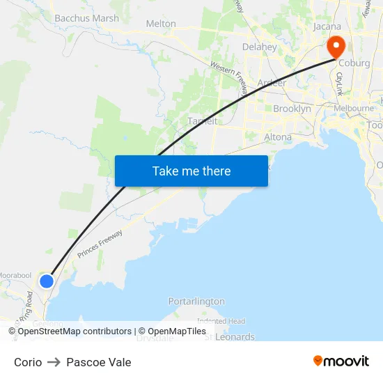 Corio to Pascoe Vale map