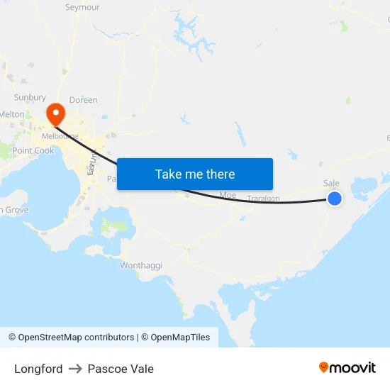 Longford to Pascoe Vale map