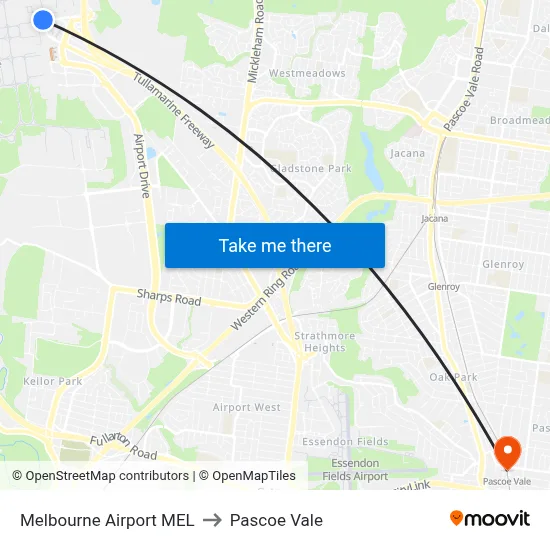 Melbourne Airport MEL to Pascoe Vale map
