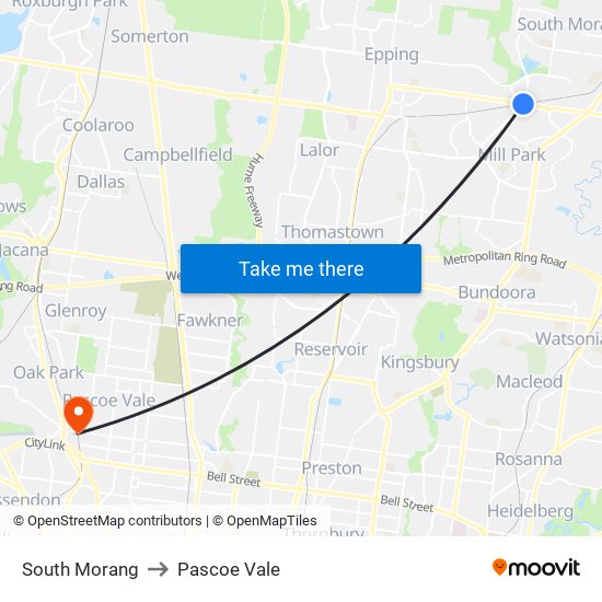South Morang to Pascoe Vale map
